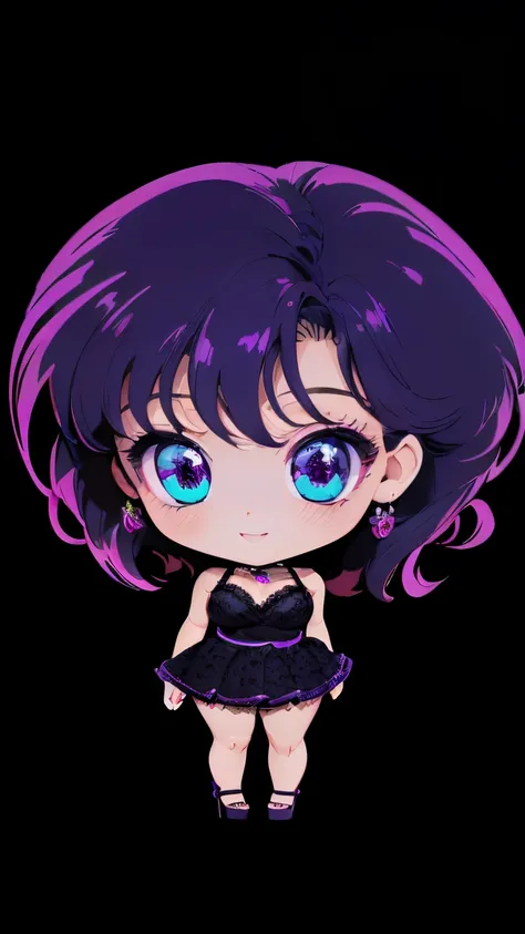 (chibi) (ultra-detailed,photorealistic:1.2), hdr, professional, vivid colors, bokeh, 3d rendering, sexy chibi girl, solo, purple...