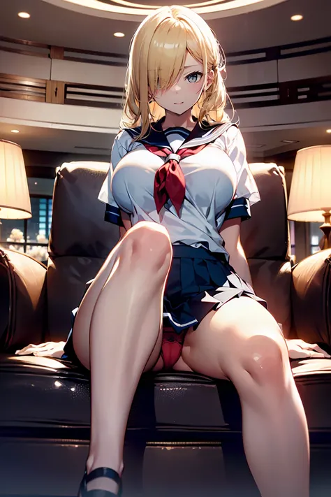 (top-quality,High resolution,(Ultra high definition,4K), (Ultra High Resolution,8K),masutepiece:1.2), (Perfect Anatomy,Anatomically accurate), (Angle from below), (Soft lighting, 光线追踪), (Two cute high school girls), (Cute wink:1.2), ((Sitting on a sofa in ...