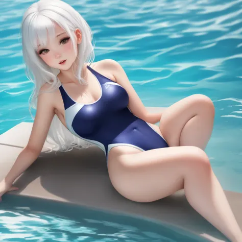 White hair with swimsuit