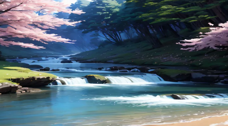 The river flows like a dream,（（tmasterpiece，Best quality，ultra - detailed，超高分辨率，detailedbackground））