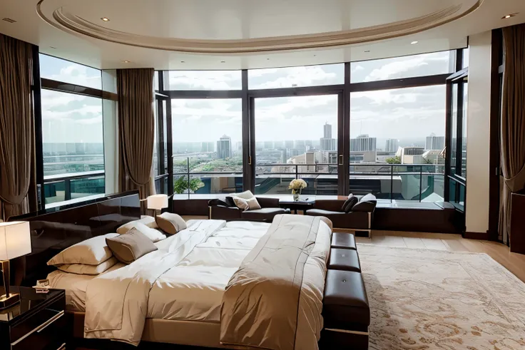 Luxury master bedroom of a penthouse