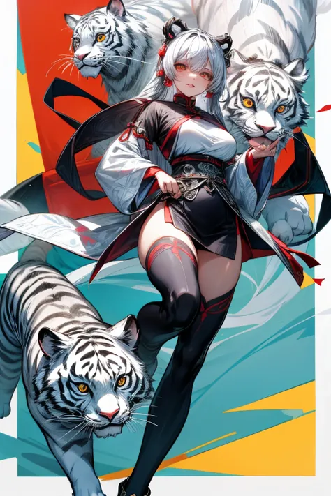 Chinese legend. The goddess stands behind the white tiger. giga_busty