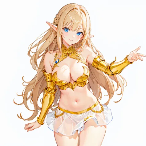 ​masterpiece、top-quality、ighly detailed、hight resolution、１６ｋ、fullnude、teats、Polori、Boob proportions、golden armour、Very thin skirt、Black pants、Full body like、Very white skin、Beautiful fingers、Anime girl with very big breasts posing naked、Perfect Style、elvis...