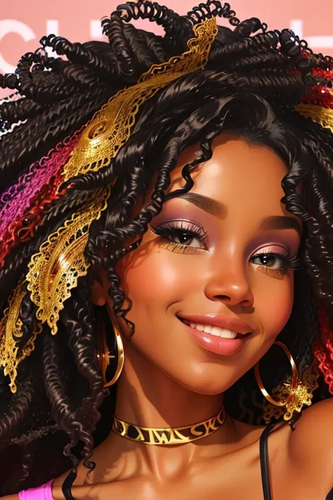 Post: Close de Beleza: Celebrate Diversity with a Black Woman with Curly Hair Description: Create an amazing close-up image of a stunning black woman with curly hair. She is wearing a gold top, enhancing your radiant skin. With a hand gently in your hair, ...