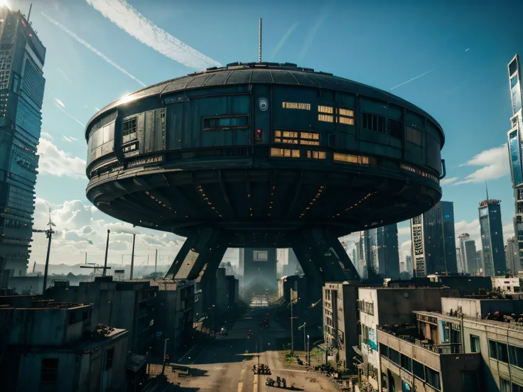 feel good inc, scenic, cyberpunk, futuristic, buildings, post apocalyptic, epic,