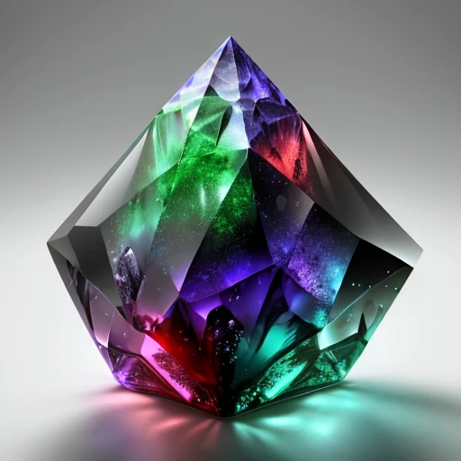 Imagine a crystal in color combination of red blue black and green