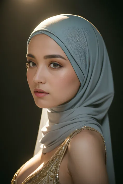 waterfall, bellydancer, massive breasts, mongolian, (((hijabi))), cleavage, reflection light, chiaroscuro, depth of field, cinematic lighting, ray tracing, Sony FE GM, UHD, super detail, masterpiece, textured skin, high details, best quality, award winning...