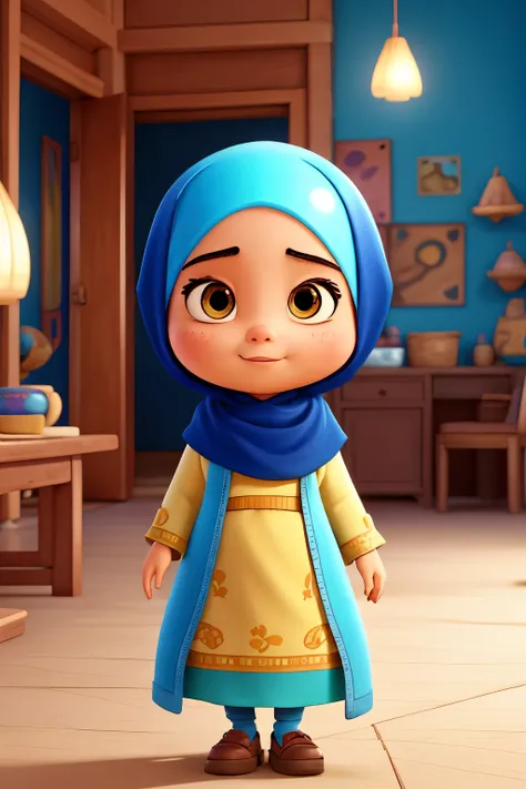 Disney Pixar-inspired movie tittle background, a Muslim teen female, cartoon, vibrant colors, playful shadows, colorful palette, whimsical scenery, dynamic composition, cheerful atmosphere, cinematic quality, slightly fat ,not tall, Chinese Asian look, gen...