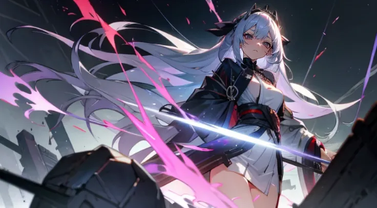 Silver-haired beauty　length hair　huge tit　burn scar　ruins　bloods　loimu　fumo　Broken weapons