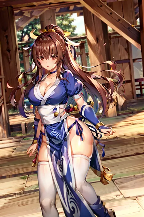 (masterpiece, best quality:1.3)
KasumiDOA, 1girl, solo, long hair, breasts, looking at viewer, bangs, large breasts, brown hair, thighhighs, dress, ribbon, cleavage, brown eyes, medium breasts, underwear, standing, panties, hair ribbon, braid, short sleeve...