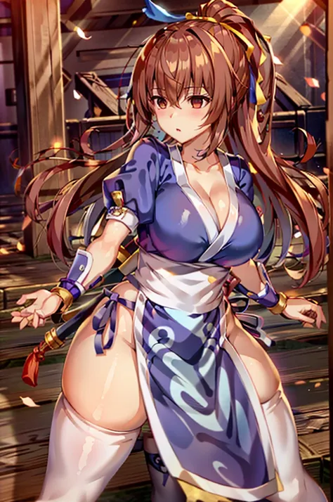 (masterpiece, best quality:1.3)
KasumiDOA, 1girl, solo, long hair, breasts, looking at viewer, bangs, large breasts, brown hair, thighhighs, dress, ribbon, cleavage, brown eyes, medium breasts, underwear, standing, panties, hair ribbon, braid, short sleeve...