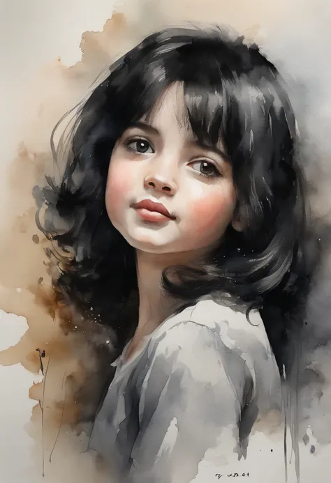 Heavy Oil Painting、A soothing munchkin with a cute expression (off nose:1.8) (low pointed nose:1.8), (wide nose:1.8), (nose ending downwards:1.8), (black deep eyes:2.0), (intense black hair:1.8), (soft, fine hair:1.8), (straight hair:1.8), little hair:1.9,...