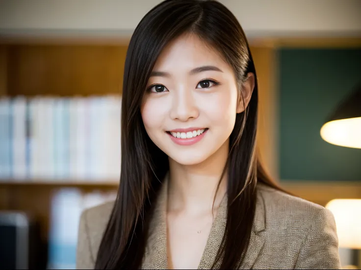 (((masterpiece, ultra quality, hight resolution, extremely detailed, beautiful and aesthetic, neatly drawn, perfect face, 8k, photorealistic, RAW photo))), cute japanese women in the office, operator, suit style, smile, depth of field, bokeh.