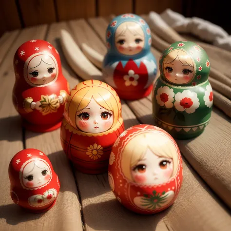 Russian matryoshka, doll set, 7 miniatures, great light