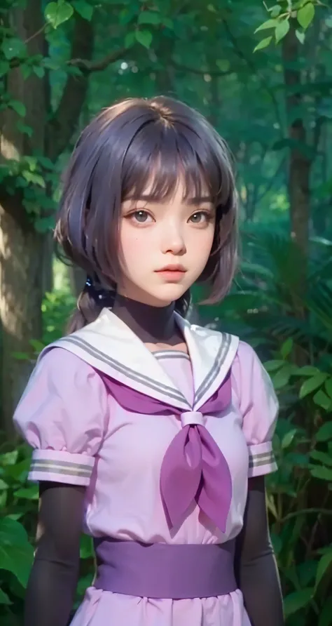 Real life adaption of this character ,teen beauty face , realistic same hair , (realistic same outfit),,realistic background , realistic light, realistic shadow, realism, hyper realistic,(photorealistic:1.2), normal small eyes,