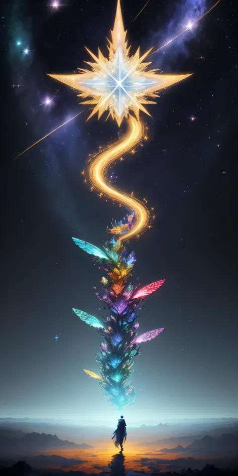 (Starlight Art:1.5)，Dreams of happiness，bismuth，is very beautiful，inspiring，Iridescent，Suggestive digital art，lavishly decorated，Bio-luminescence，ellegance，Picturesque，hyper-detailing，Exquisite；复杂、surreal concept art，aesthetics，Fluency，complex abstract sta...