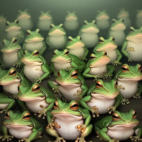 lots of angry frogs