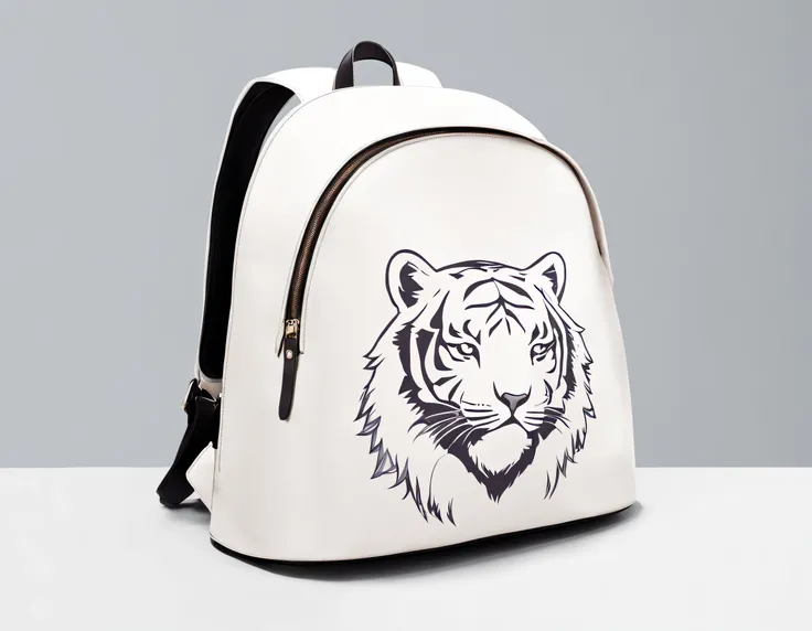 Product design，Poster design，（Little White Tiger Creative Leather Backpack），