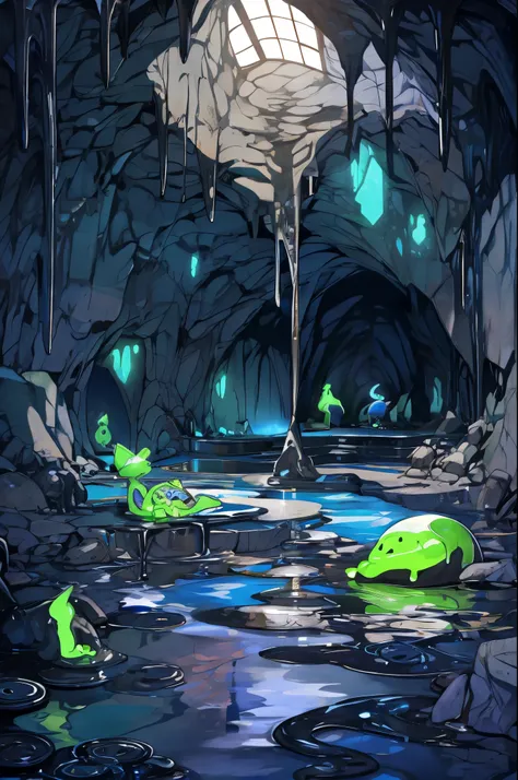 Inside the cave，latex，lair，There are no characters，Pure background，latex spread，Glue，Vinyl，Slimy，Black Slime