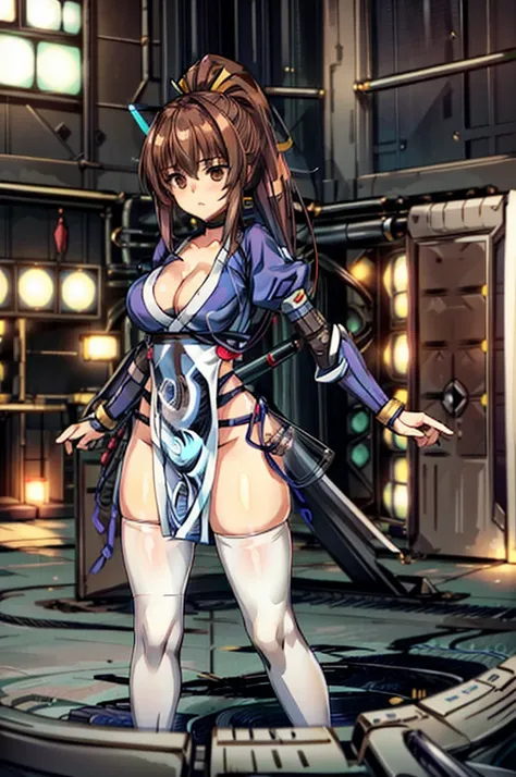 (masterpiece, best quality:1.3)
KasumiDOA, 1girl, solo, long hair, breasts, looking at viewer, bangs, large breasts, brown hair, thighhighs, dress, ribbon, cleavage, brown eyes, medium breasts, underwear, standing, panties, hair ribbon, braid, short sleeve...