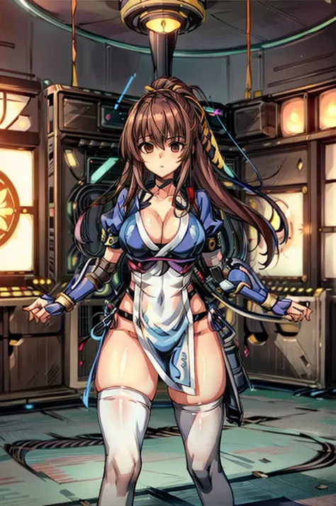 (masterpiece, best quality:1.3)
KasumiDOA, 1girl, solo, long hair, breasts, looking at viewer, bangs, large breasts, brown hair, thighhighs, dress, ribbon, cleavage, brown eyes, medium breasts, underwear, standing, panties, hair ribbon, braid, short sleeve...