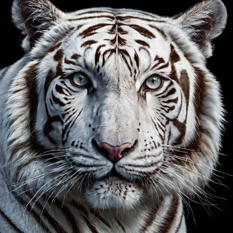 white tiger face,background is colored ink poured on canvas. photore, studio lighting, sony a7, 35mm, hyper realisitc, large dep...