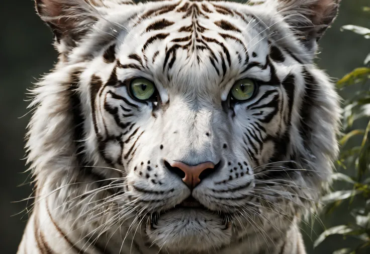 best quality, 4k, 8k, high resolution, (masterpiece: 1.2), ultra detailed, (realistic: 1.37), high quality professional photography of a white tiger