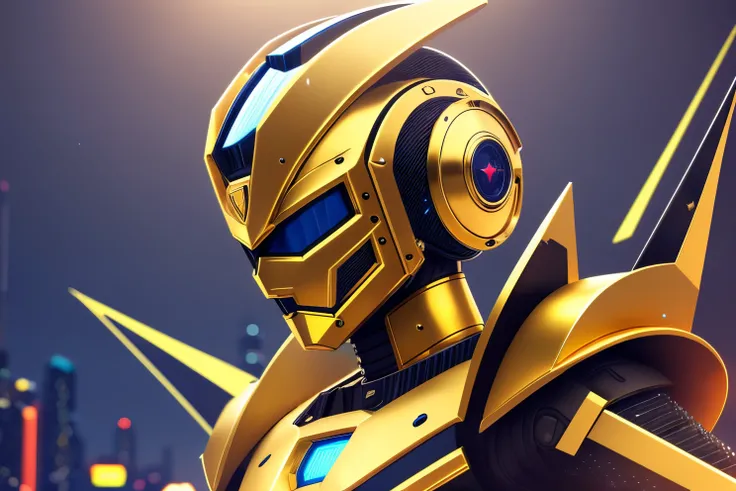 TECHNOLOGICAL PUNK CYBER ROBOT WITH SHINY GOLD ARMOR, 8K --auto --s2