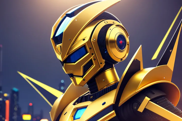 TECHNOLOGICAL PUNK CYBER ROBOT WITH SHINY GOLD ARMOR, 8K --auto --s2