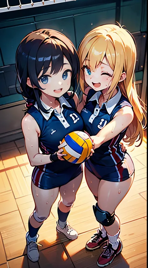 unity 8k wallpaper, anatomically correct, (((masterpiece))), (((best quality))), (((ultra detailed))), (((high-resolution))), ((super fine illustration)), detailed beautiful face, 2girls, yuri, Matching Costumes, 18 years old, shiny hair, happy, smile, hal...