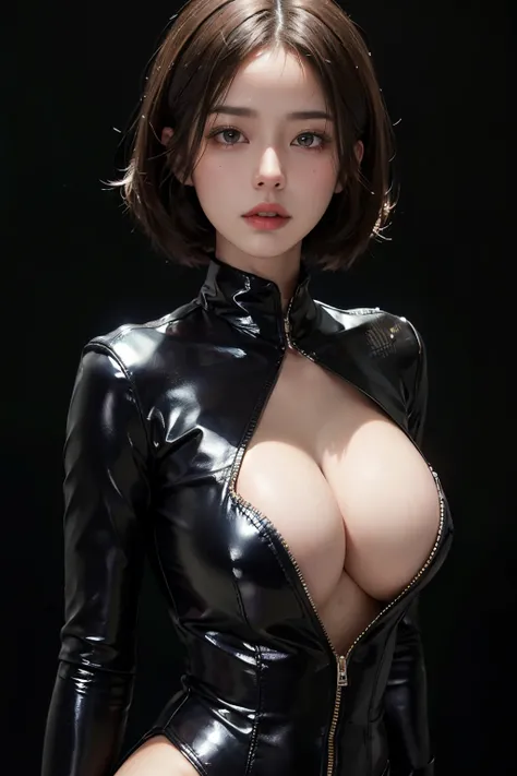 ((best quality)), ((masterpiece)), (detailed), perfect face, Big tits asian girl, matrix outfit, black hair, high heels, matrix background