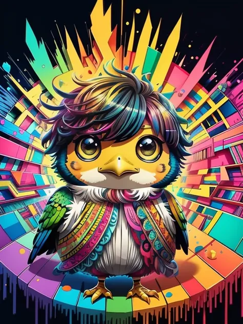 (Okarito Kiwi Bird (Apteryx rowi |)),  Eduardo Kobra acolchoamento ,multidimensional geometric wall PORTRAIT, arte, Chibi,
Yang016K, lindo, Colouring,
Primary works, qualidade superior, melhor qualidade, Arte Oficial, Beautiful and Aesthetic,),  Eduardo Ko...