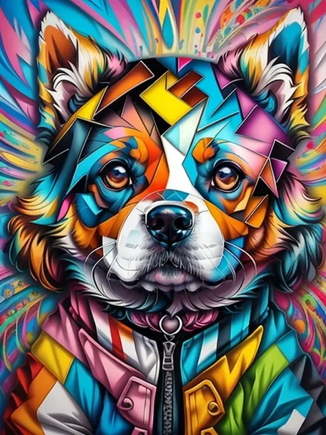 (dog), Eduardo Kobra padding ,wall PORTRAIT geometric multidimensional, art, chibi,
yang08k, beautiful, colorful,
masterpieces, top quality, best quality, official art, beautiful and aesthetic,