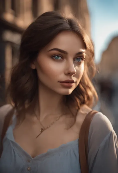 arafed woman fully , sexy girl with blue eyes, ultra realistic, meticulously detailed, portrait sophie mudd, brown hair and large eyes, selfie of a young woman, Street eyes, violet myers, without makeup, natural makeup, looking directly at the camera, face...