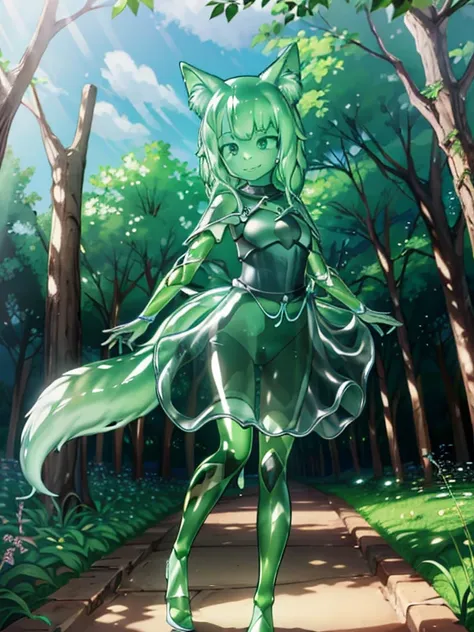 hdr, excellent quality, 1. slug girl, in armor, white transparent body, transparent skin, translucent body,  foxtail, short tail...