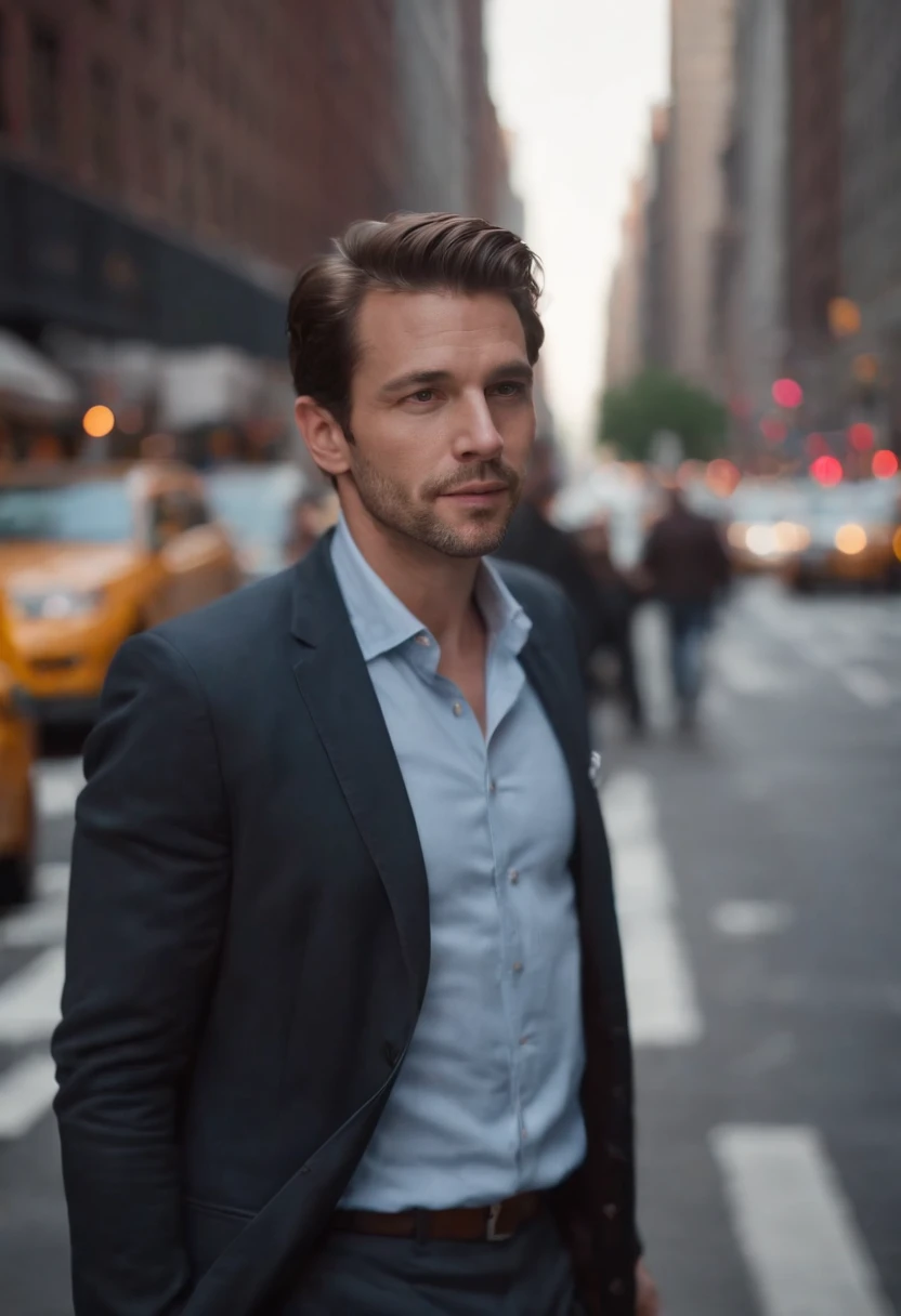 one business man walking on the road in new york city