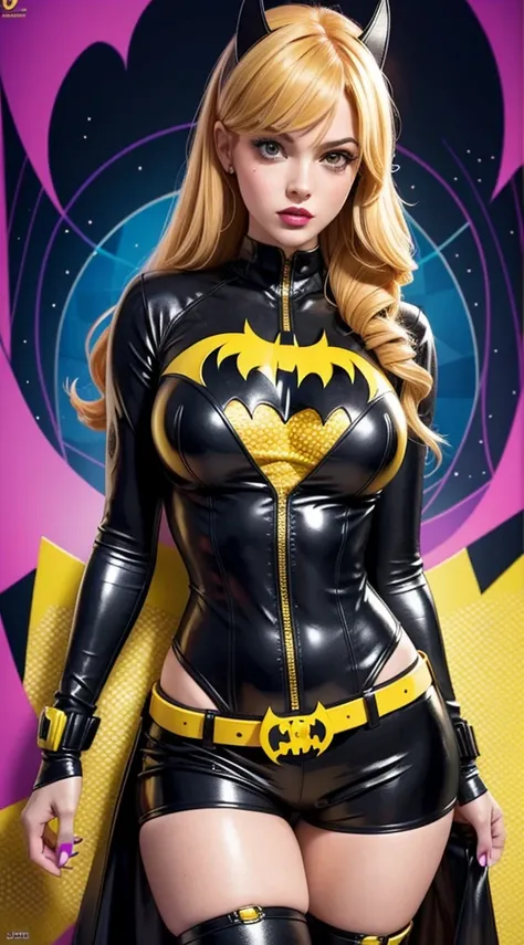 Batgirl sexy de DC Comics, Obra maestra, La mejor calidad, abstracto, psicodelic, neon, (honeycomb pattern), (creativo:1.3), sy3, SMM, fantasy00d