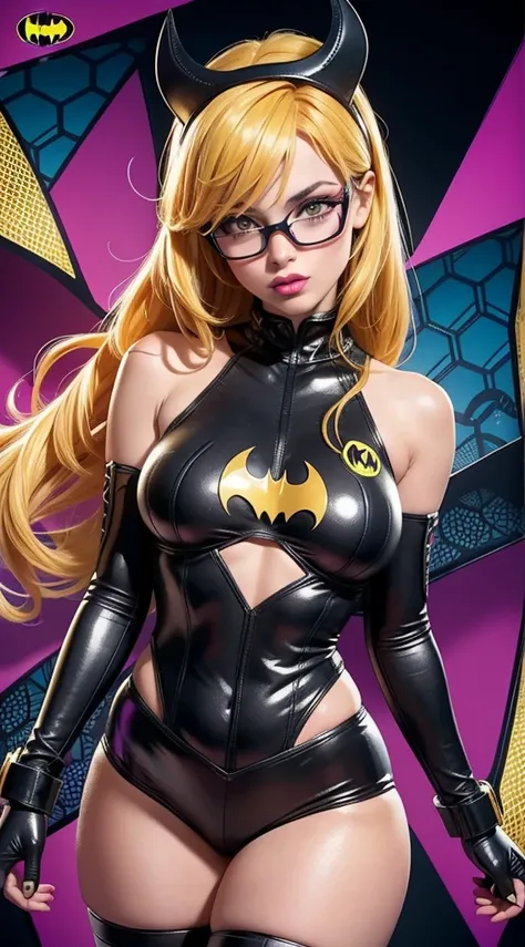 Batgirl sexy de DC Comics, Obra maestra, La mejor calidad, abstracto, psicodelic, neon, (honeycomb pattern), (creativo:1.3), sy3, SMM, fantasy00d