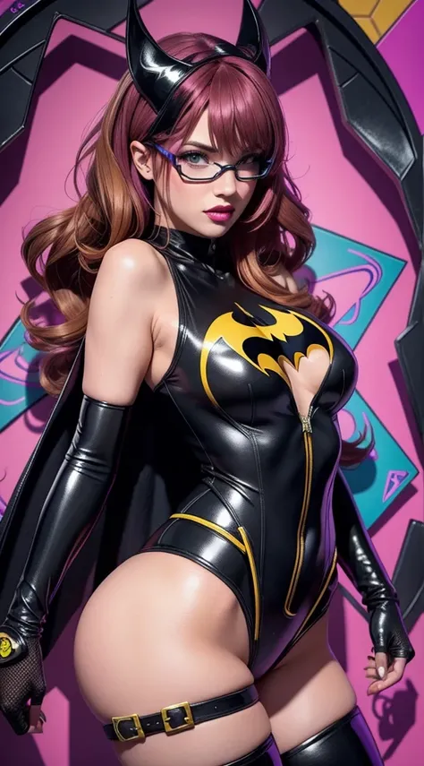 Batgirl sexy de DC Comics, Obra maestra, La mejor calidad, abstracto, psicodelic, neon, (honeycomb pattern), (creativo:1.3), sy3, SMM, fantasy00d