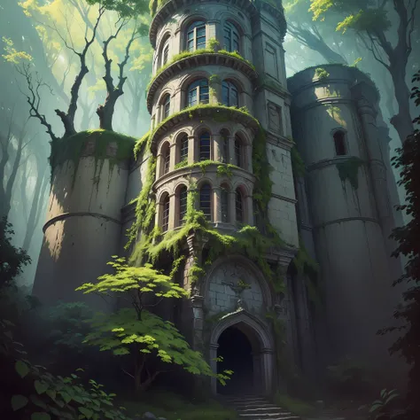 Chino:
En una oscuridad, Bosque brumoso, hay un misterioso castillo abandonado. El exterior del castillo es antiguo y opulento., but it has been eroded by the forces of time and nature over the years.. The façade is covered in lush vines., creating a myste...