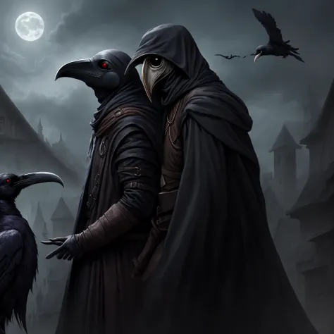 Plague doctor with a raven