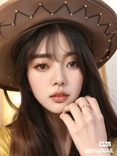 a close-up of a woman wearing a hat and a ring, maquiagem sul-coreana popular, maquiagem coreana popular, Ulzzang, Lalisa Manobal, Jinyoung Canela, Sakimichan, Bae Suzy, wan adorable korean face, menina coreana, Jaeyeon Nam, young adorable korean face, Heo...