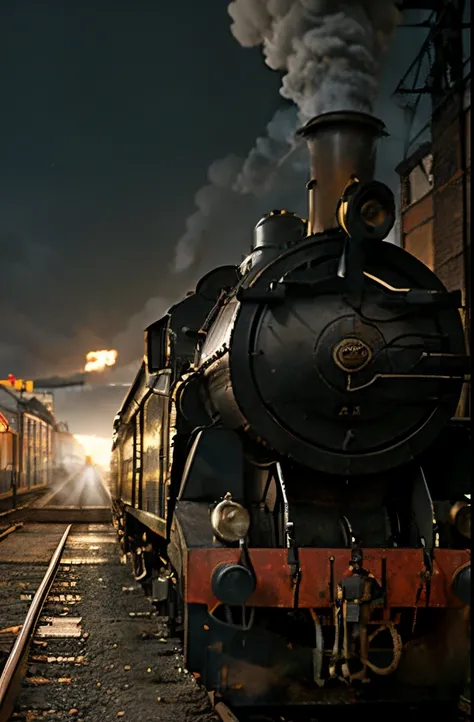 Generate an image featuring a diligent worker named Thomas Everett standing proudly next to a steam locomotive in Charleston. The locomotive, known as the Best Friend of Charleston, is an iconic piece of history. Provide distinct details for Thomas Everett...