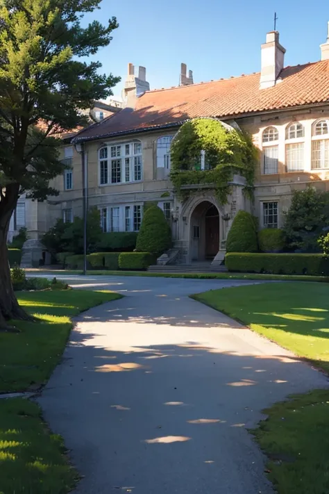 military school landscape, daytime, sunny day.