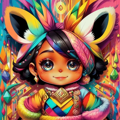 (Lulu da pumerania ),(feliz)),(2orelha)),  Eduardo Kobra acolchoamento ,multidimensional geometric PORTRAIT wall, arte, chibi, pele negra, 
yang08k, lindo, colorido,
obras-primas, qualidade superior, melhor qualidade, arte oficial, beautiful and aesthetic,