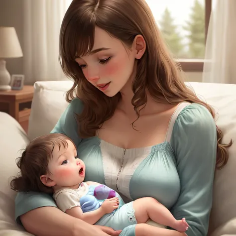 Girls breastfeeding a baby