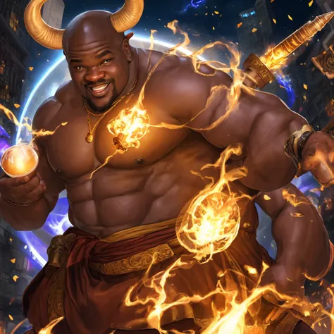 Shaq as a monk minotaur drunk while doing lind fu