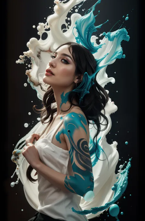 Alberto seveso art, dancing sillhouette, water ink, ink water, ink cloud, alberto seveso art, loose painting style, intricate detail, cinematic lighting, octane render, 8k render, volumetric lighting