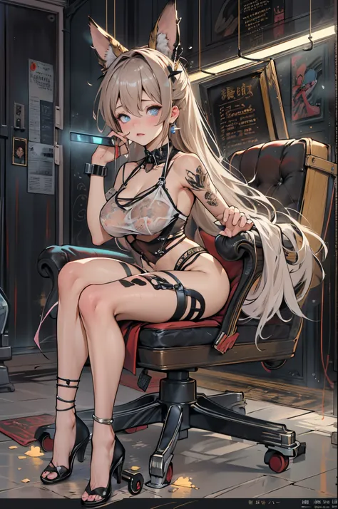 Sexy brown Azur Lane waifu，greatly，extra thick curve，tied to a torture chair，torture machine，Nipple chains，Trapped，in basement，Hijacked，nipple torture，electric chair，sadness and crying，Funk，urinating on herself，Urine flows from the inner thigh to the chair...