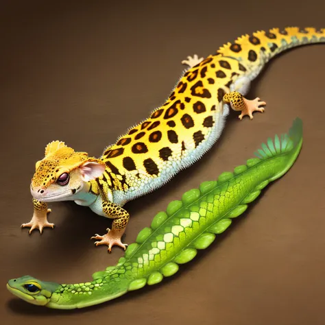 Leopard gecko reptile , regrown tail, pink skin tone